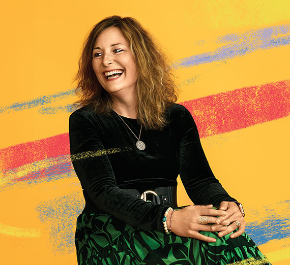 Student speaking in front of crowd